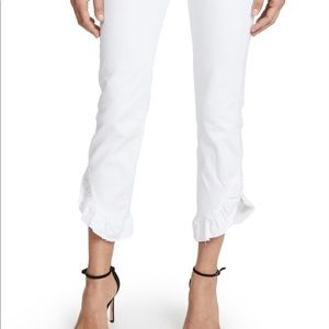 PAIGE Hoxton straight jeans, raw edge ankle ruffle
